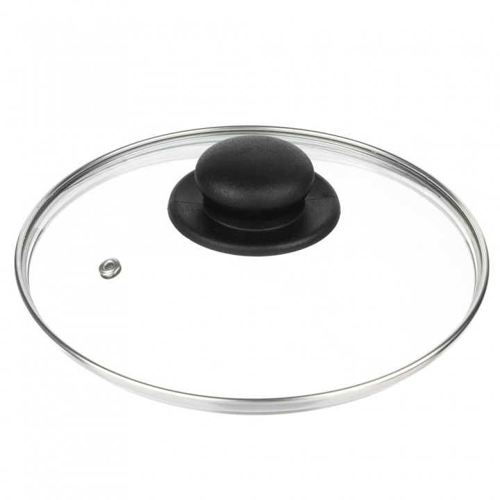 Крышка стекл. 20см с металлическим ободом, пластик кнопка Гвура Пр-во Россия ,