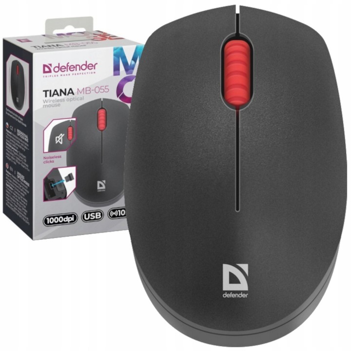 Беспроводная оптическая мышь Defender Tiana MB-055 черный,3D,1000dpi,бесшумн   Артикул 52055